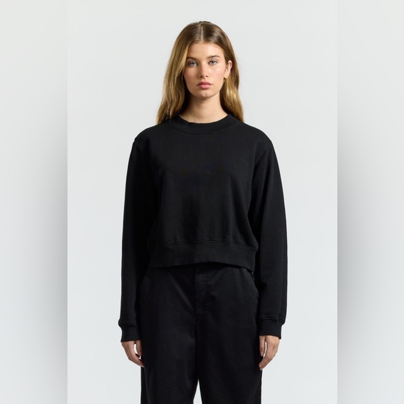 Cotton Citizen Milan Cropped Crew Sweatshirt - Women’s Size S - Jet Black - Picture 2 of 6